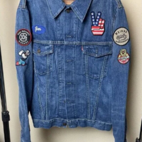 Levi’s Jean jacket 70505-0217With Patches Biker - Picture 1 of 9